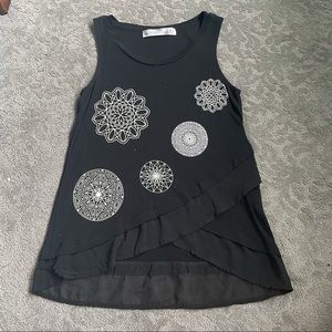Desigual Black Dressy Tank Top. Size S